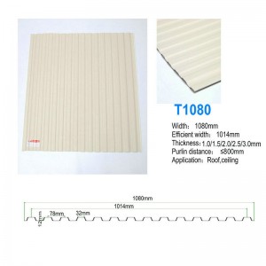 T1080 Weißes PVC-Wandpaneel Trapez-Wellblech aus Kunststoff